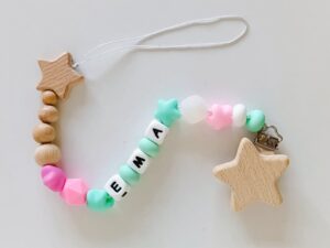 Бебешки клипс за залъгалка с име по ваш избор