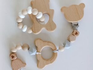 Комплект клипс за залъгалка и гризалка "Мече" унисекс